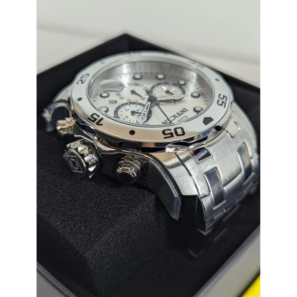 Invicta Pro Diver SCUBA 0071 Mens Chronograph Watch 48mm Silver Steel New